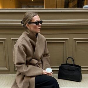 Tahari camel wrap coat